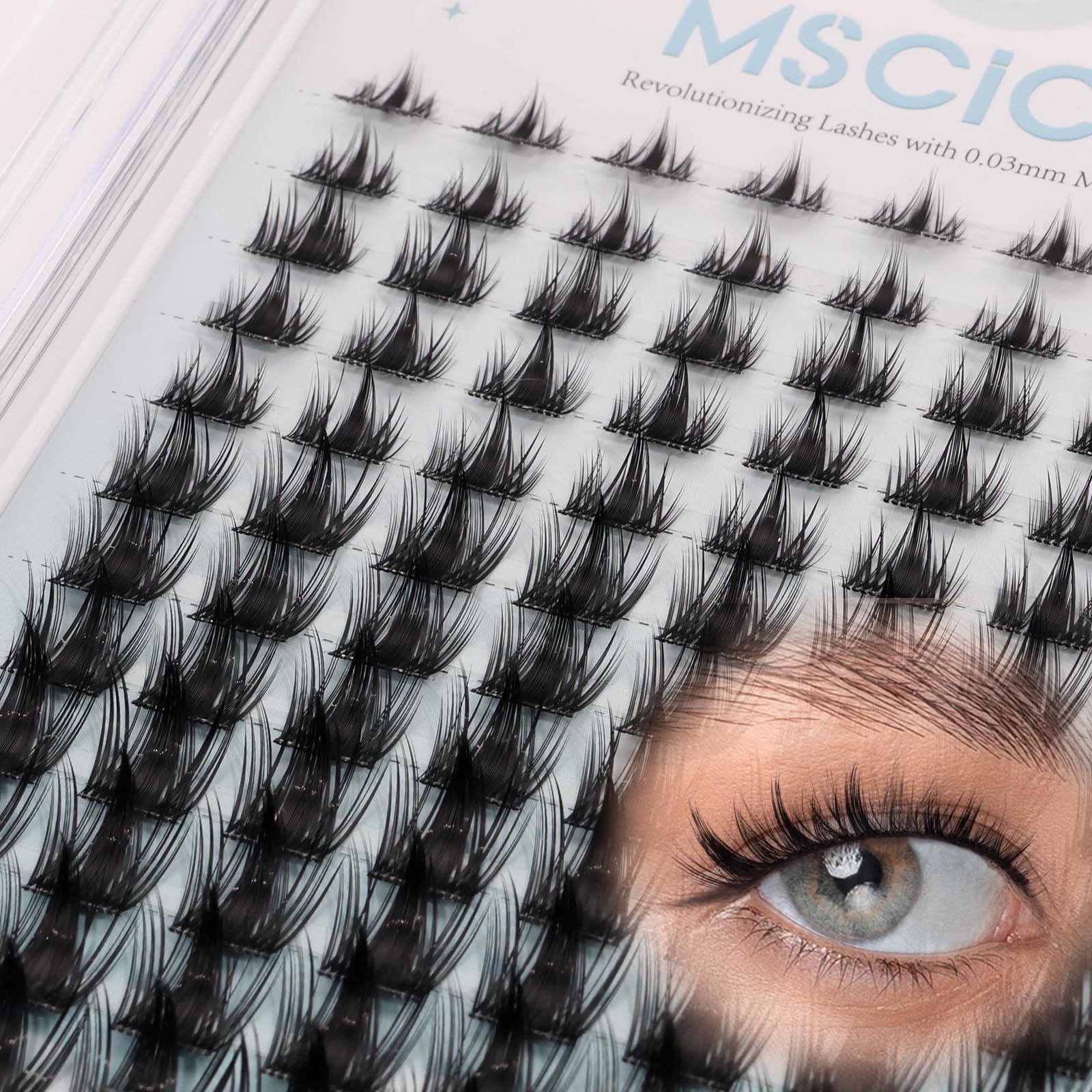MSCICI VogueFairy.05 Manga Lashes Clusters – 8-16mm C Curl, Wispy, Invisible Band, DIY Wet-Look