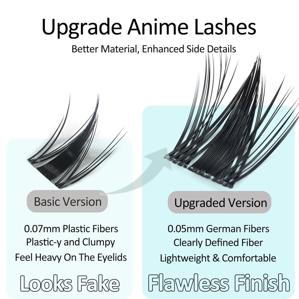 MSCICI VogueFairy.05 Manga Lashes Clusters – 8-16mm C Curl, Wispy, Invisible Band, DIY Wet-Look