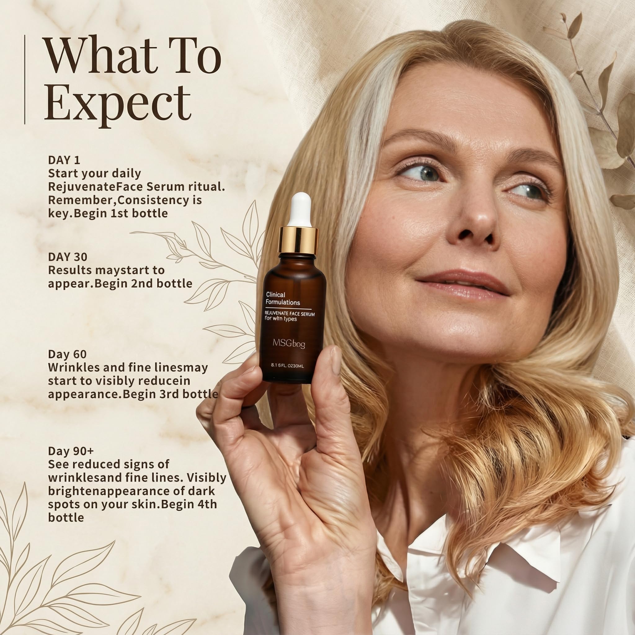 MSGBcg Ageless Rejuvenate Face Serum – 3-Piece Set, Vitamin C + Hyaluronic Acid
