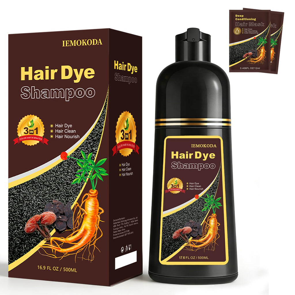 Msktasy Dark Brown Hair Dye Shampoo – 3-in-1 Color, Cleanse & Nourish for Gray Hair | 16.9 Fl Oz