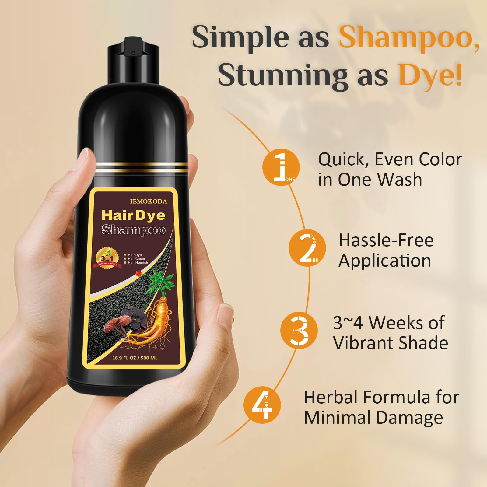 Msktasy At-Home Hair Dye Shampoo in Silver Gray | 3-in-1 Root-to-Tip Color & Care