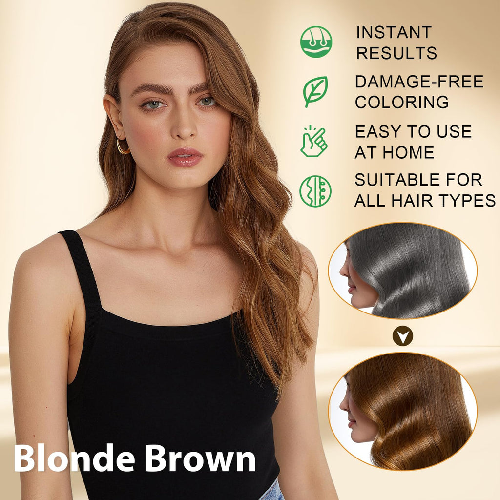 Msktasy At-Home Hair Dye Shampoo in Blonde Brown — 3-in-1 Color & Care, 16.9 oz