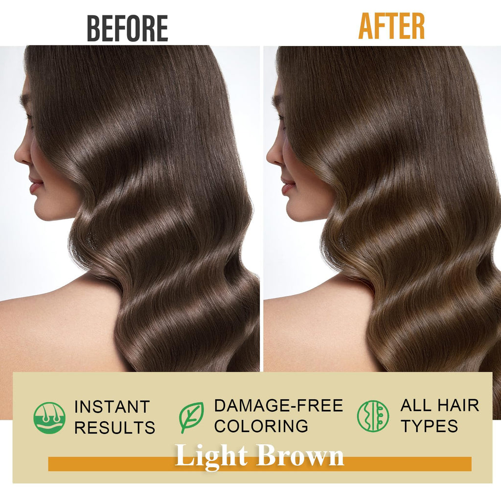 Msktasy Light Brown Hair Dye Shampoo – 3-in-1 Gray Coverage & Conditioning, 500ml