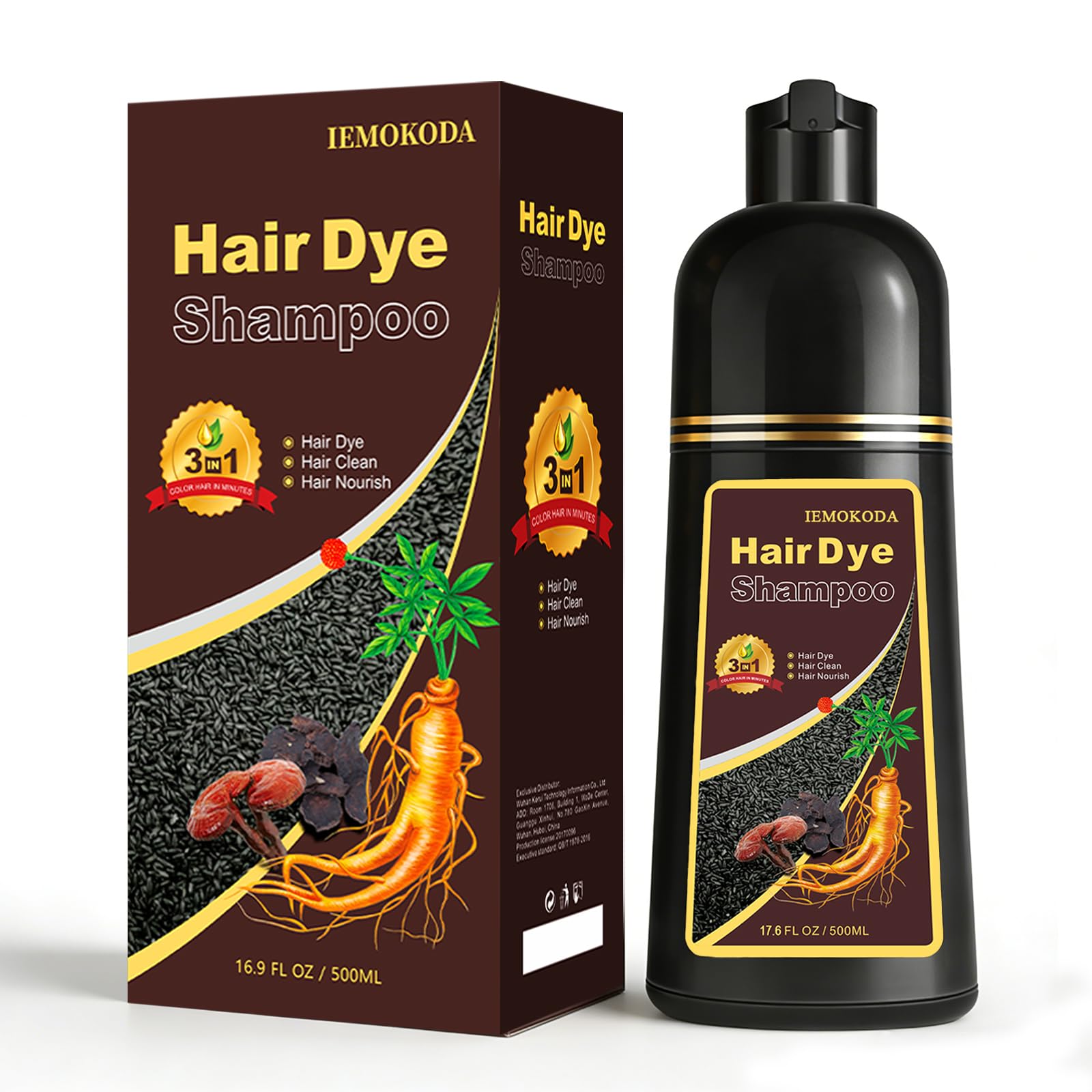 Msktasy Light Brown Hair Dye Shampoo – 3-in-1 Gray Coverage & Conditioning, 500ml