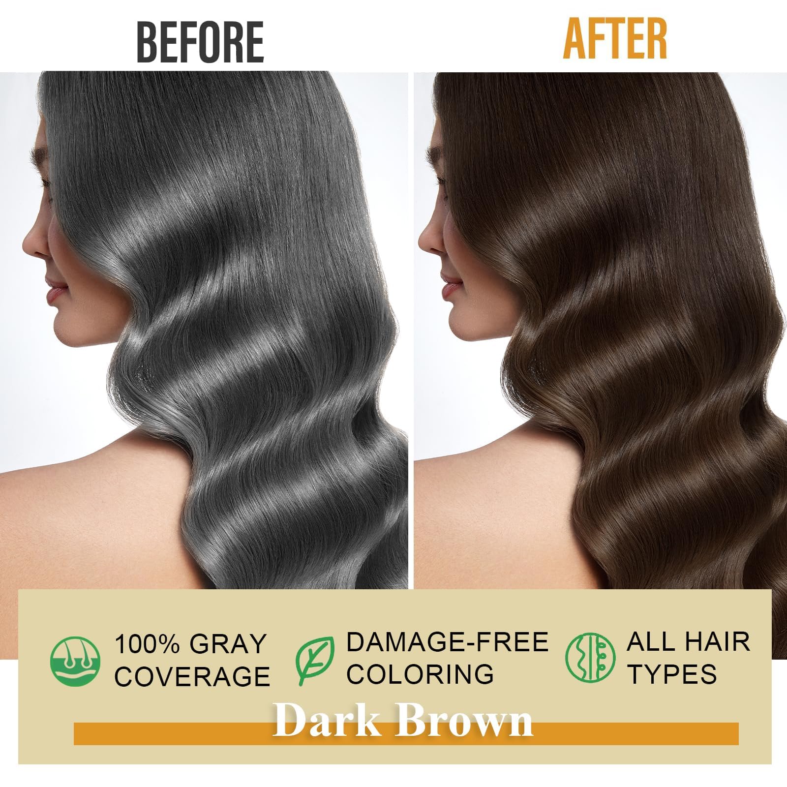 Msktasy Dark Brown Hair Dye Shampoo – 3-in-1 Color, Cleanse & Nourish for Gray Hair | 16.9 Fl Oz
