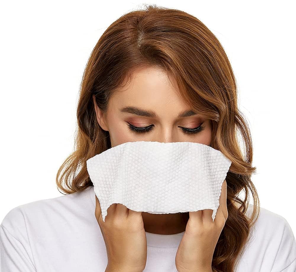 MSOEUESO Soft Dry Wipes Cotton Facial Tissues – 300 Count (Pack of 3), Lint-Free & Biodegradable