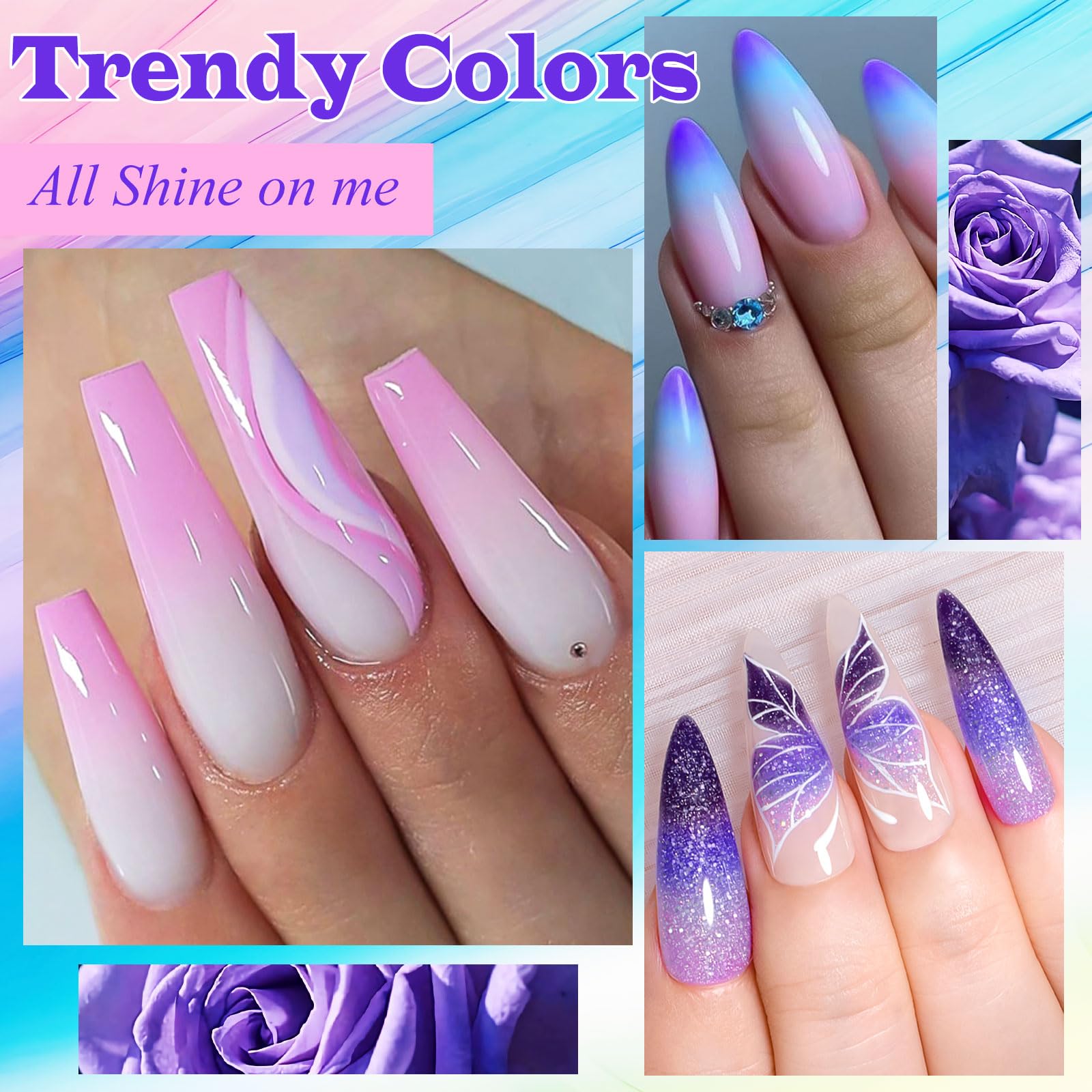 MSRUIOO Color Changing Gel Nail Polish Set – 12 Mood Colors, Glitter UV/LED, Soak Off 8ml
