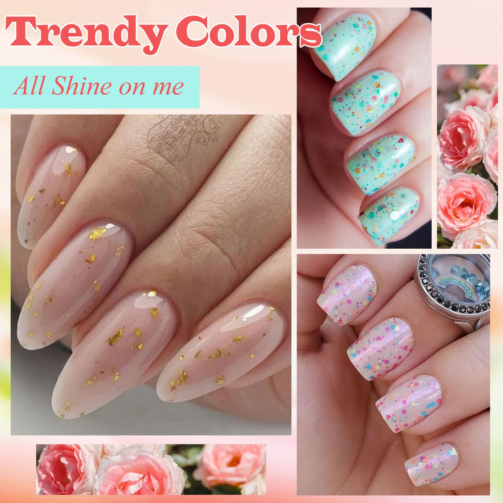 MSRUIOO Yogurt Gel Nail Polish + Rubber Builder Gel – 12 Color Glitter Rubber Base Set