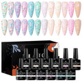 MSRUIOO Yogurt Gel Nail Polish + Rubber Builder Gel – 12 Color Glitter Rubber Base Set