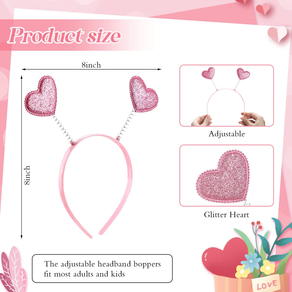 MTLEE 24-Piece Valentines Heart Headbands & Heart-Shaped Sunglasses – Pink