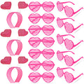 MTLEE 24 Pcs Valentines Heart Headbands & Sunglasses Set – Hollow Rose Red