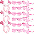 MTLEE 24-Piece Valentines Heart Headbands & Heart-Shaped Sunglasses – Pink
