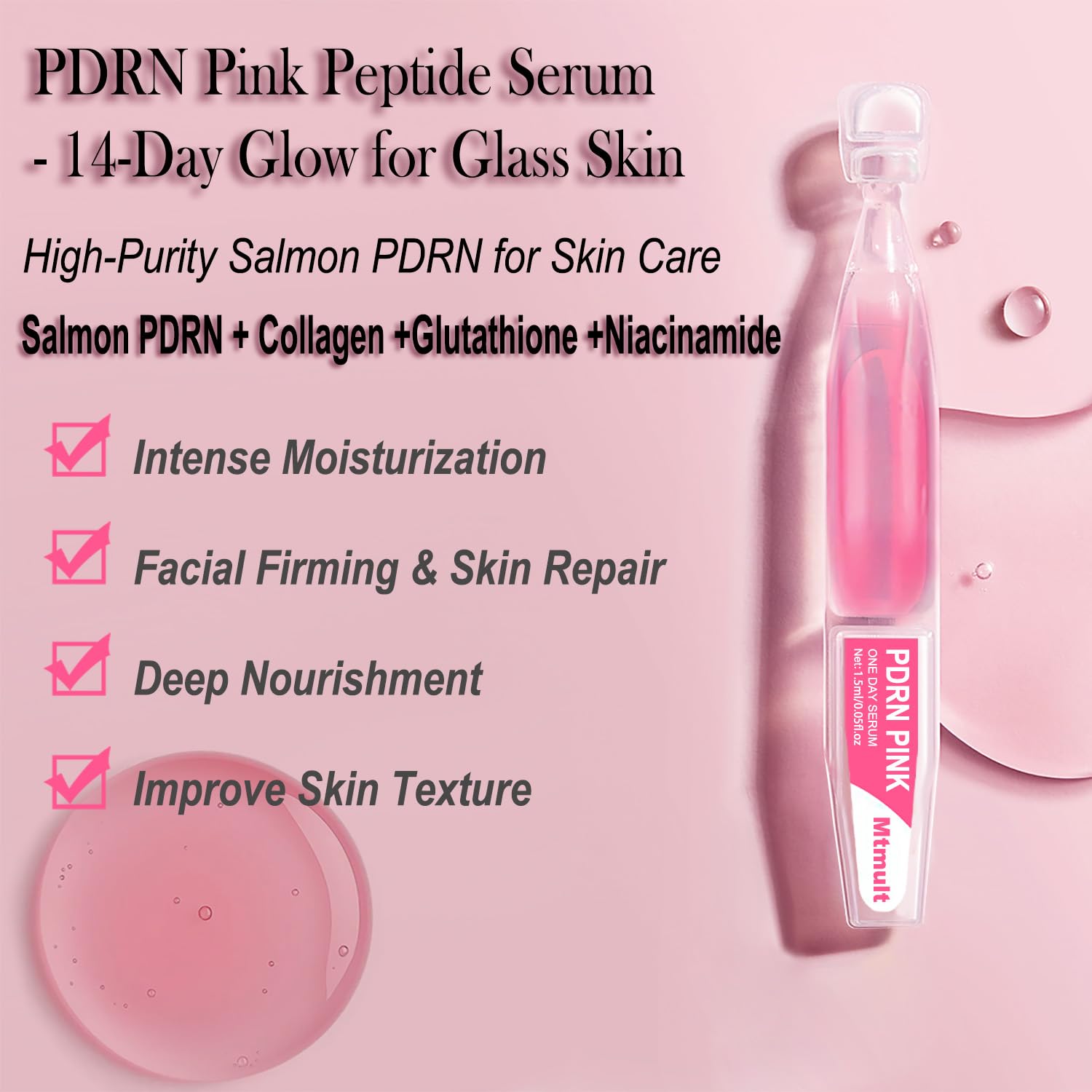 Mtmult Salmon PDRN Serum – Intense Firming, Hydration & Glow with Collagen, Glutathione, Hyaluronic Acid