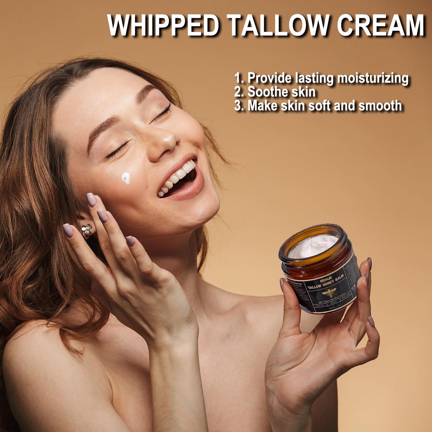 Mtmult Beef Tallow Balm – Hydrating Face & Body with Grass-Fed Tallow, Raw Honey & Beeswax