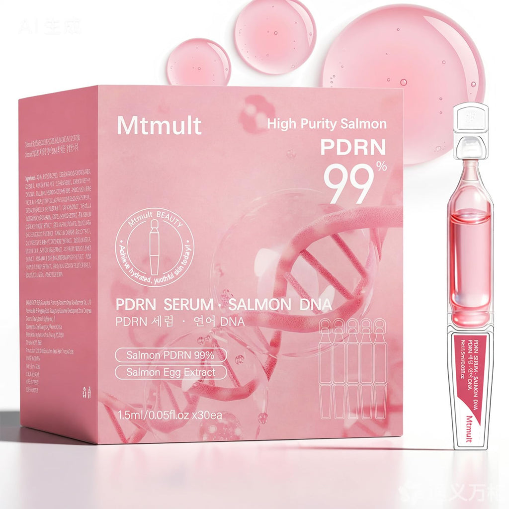 Mtmult Salmon DNA PDRN Serum – 99% Salmon DNA, Collagen & Hyaluronic Acid, 30 Ampoules, Firming & Moisturizing