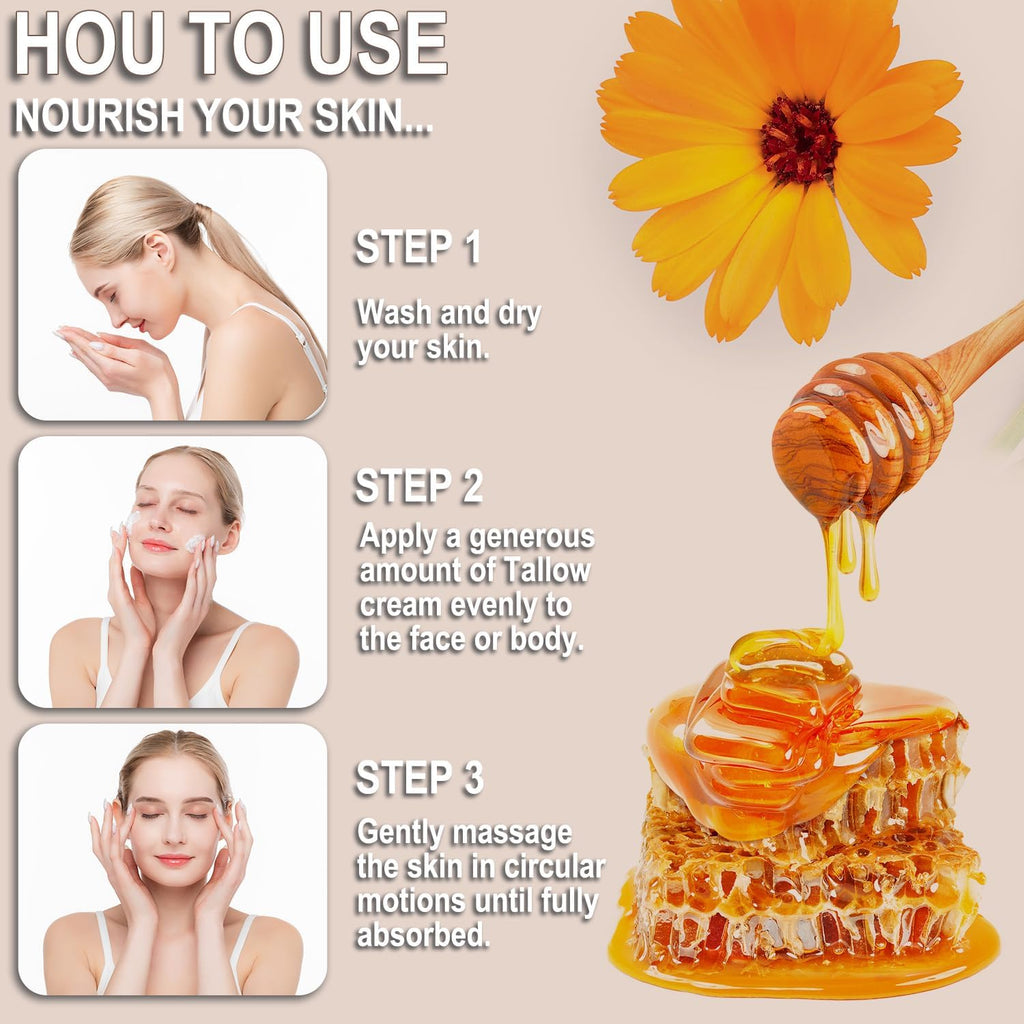 Mtmult Beef Tallow Balm – Hydrating Face & Body with Grass-Fed Tallow, Raw Honey & Beeswax