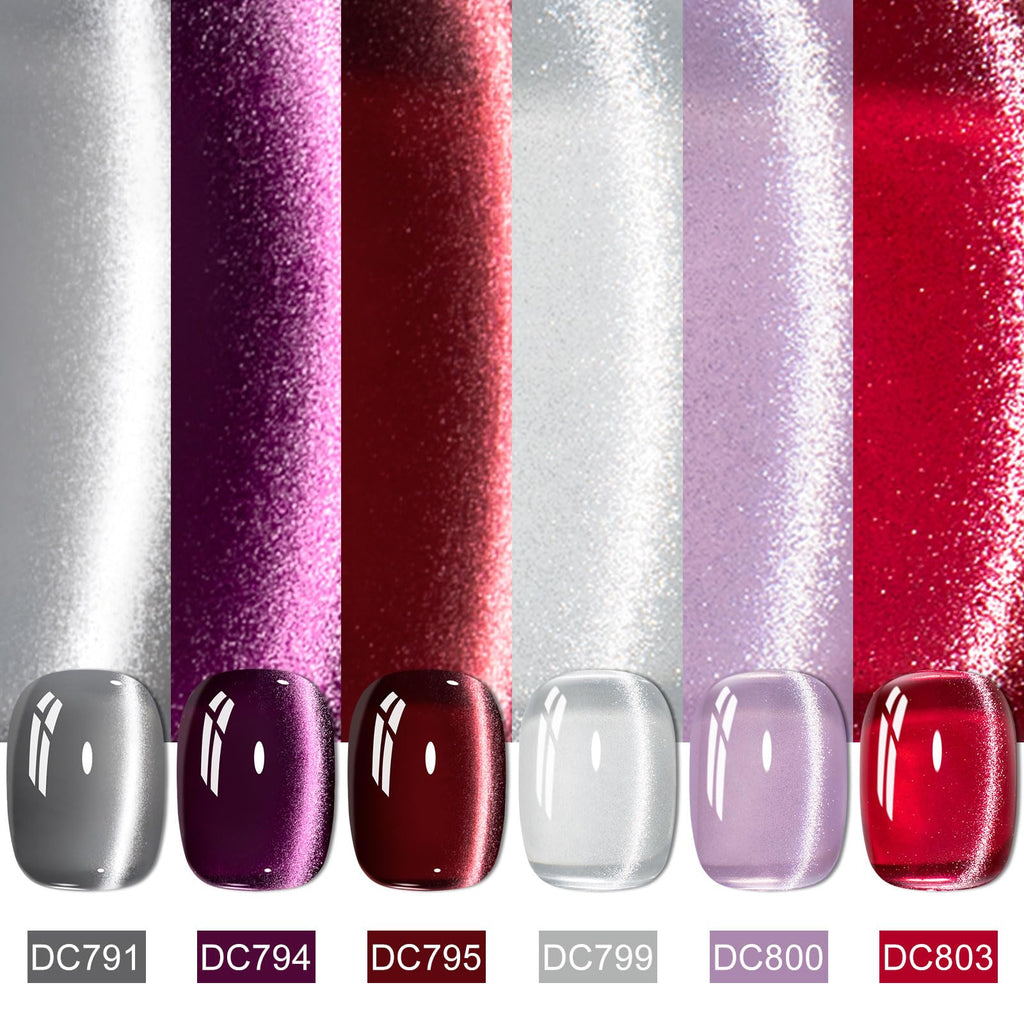 MTSSII Cat Eye Gel Polish Set – 8 Glass Cat Eye Colors with Magnetic Tool, 7ml Each