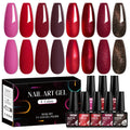 MTSSII Red Gel Nail Polish Set – 8-Color Bloody Mary Collection (Shimmer Red & Burgundy)
