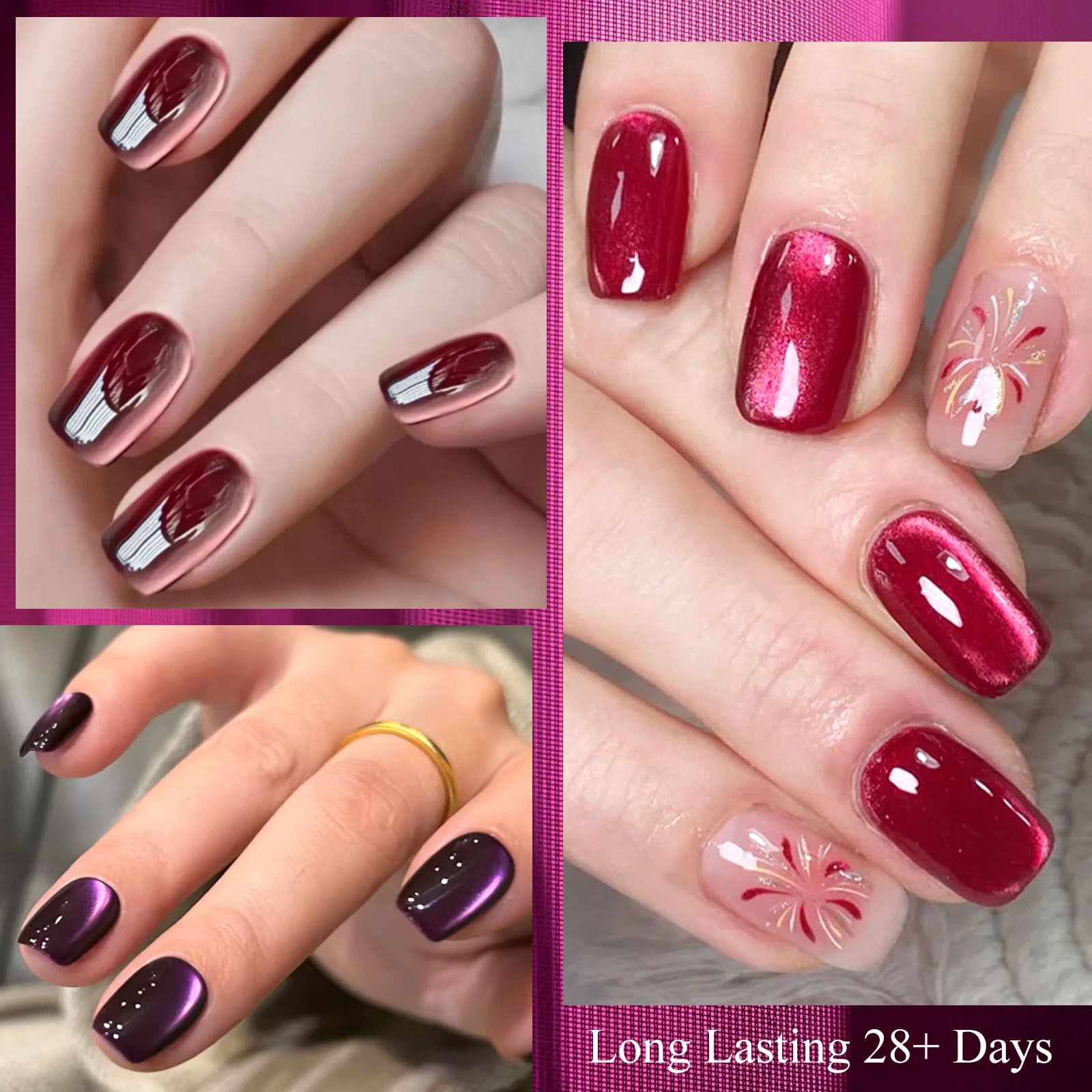 MTSSII Cat Eye Gel Polish Set – 8 Glass Cat Eye Colors with Magnetic Tool, 7ml Each