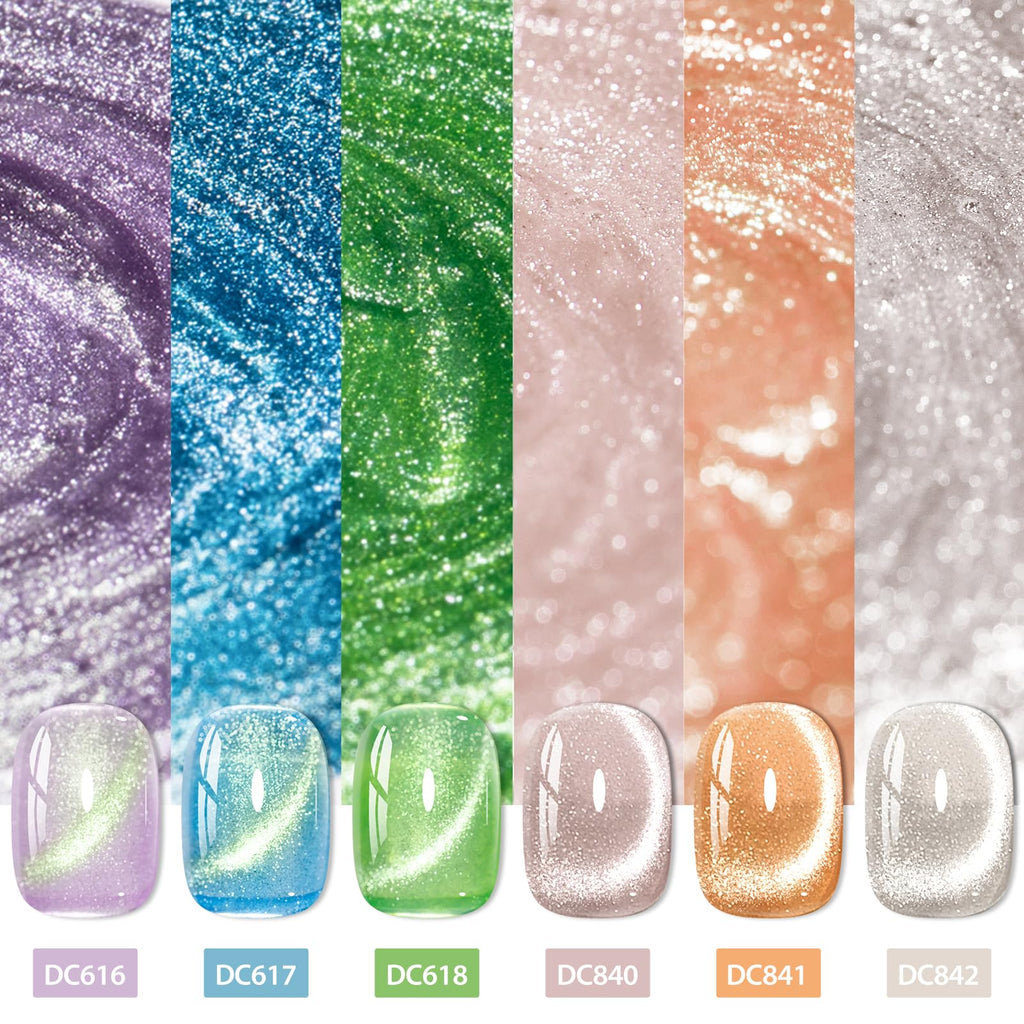 MTSSII Cat Eye Gel Nail Polish Set — 8 Colors Galaxy Glitter Collection (UV/LED)