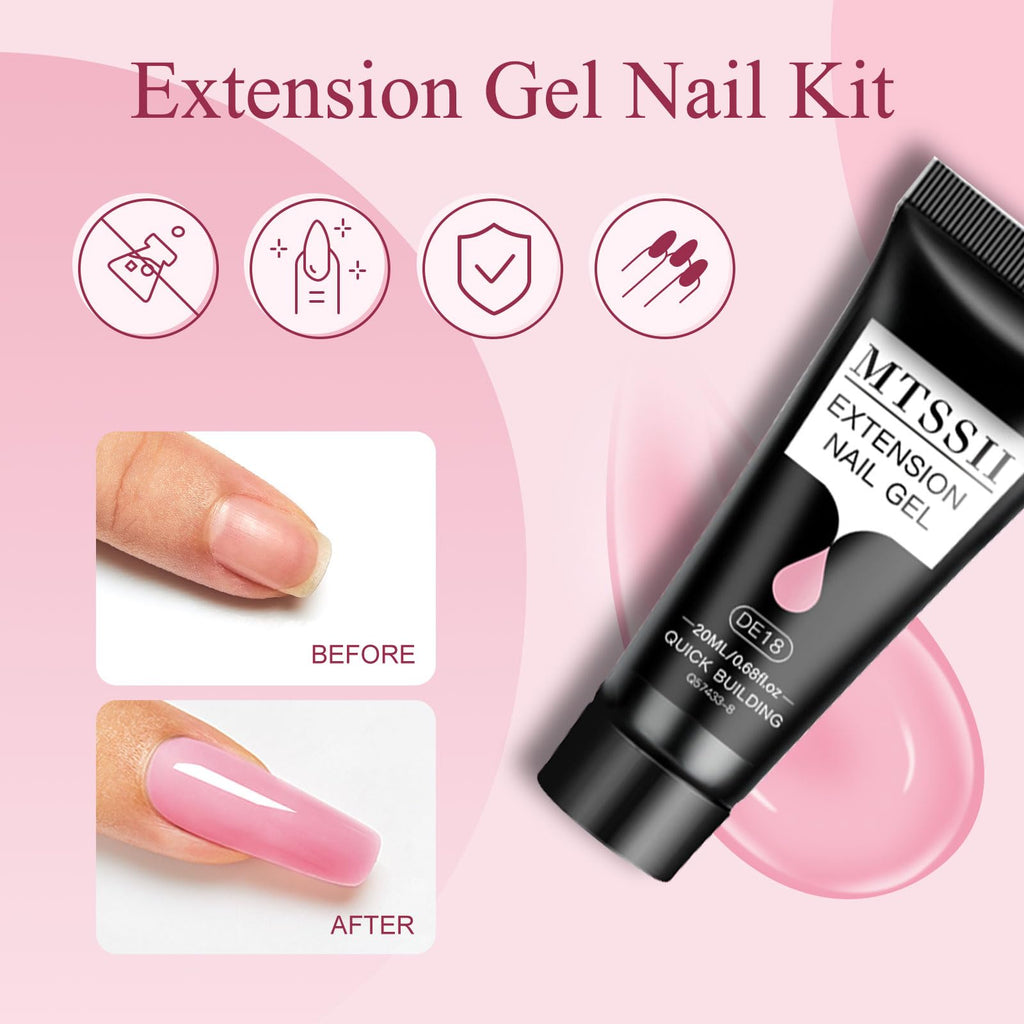 MTSSII 13Pcs Poly Nail Gel Kit 6 Colors + Mini UV Lamp for DIY Nails