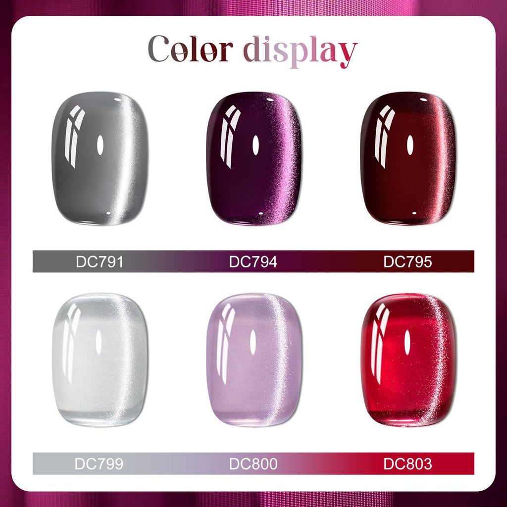 MTSSII Cat Eye Gel Polish Set – 8 Glass Cat Eye Colors with Magnetic Tool, 7ml Each