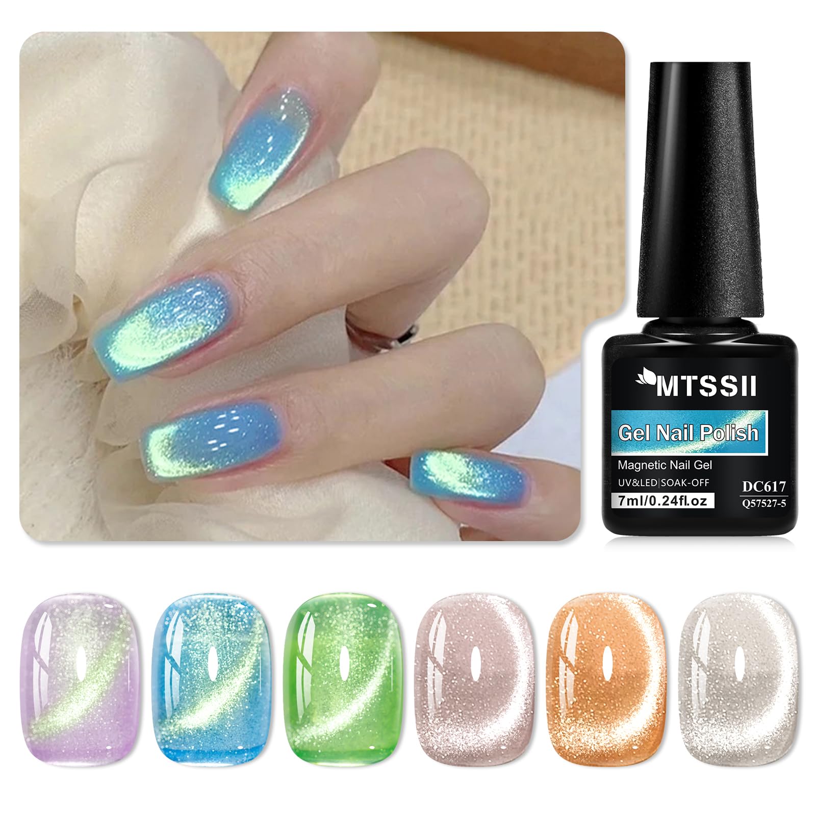MTSSII Cat Eye Gel Nail Polish Set — 8 Colors Galaxy Glitter Collection (UV/LED)