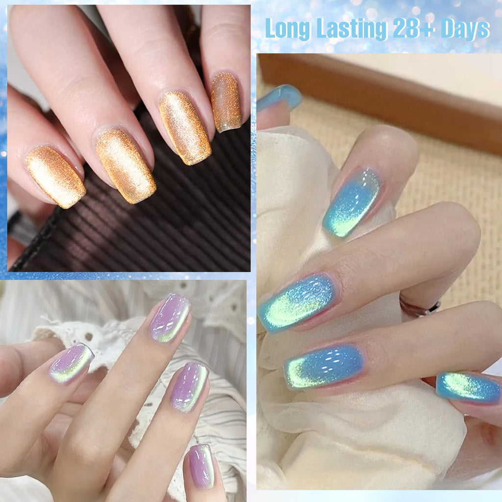 MTSSII Cat Eye Gel Nail Polish Set — 8 Colors Galaxy Glitter Collection (UV/LED)