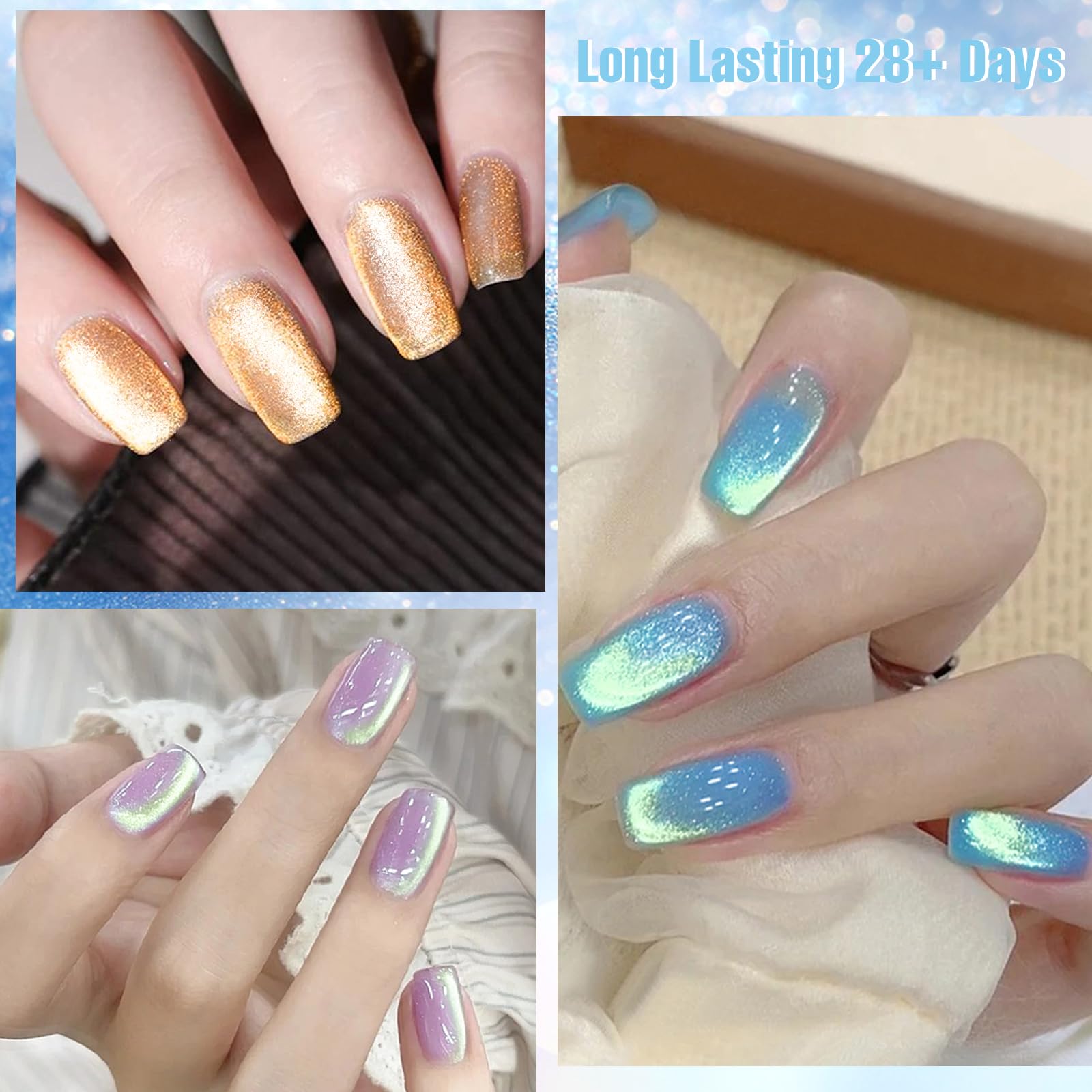 MTSSII Cat Eye Gel Nail Polish Set — 8 Colors Galaxy Glitter Collection (UV/LED)