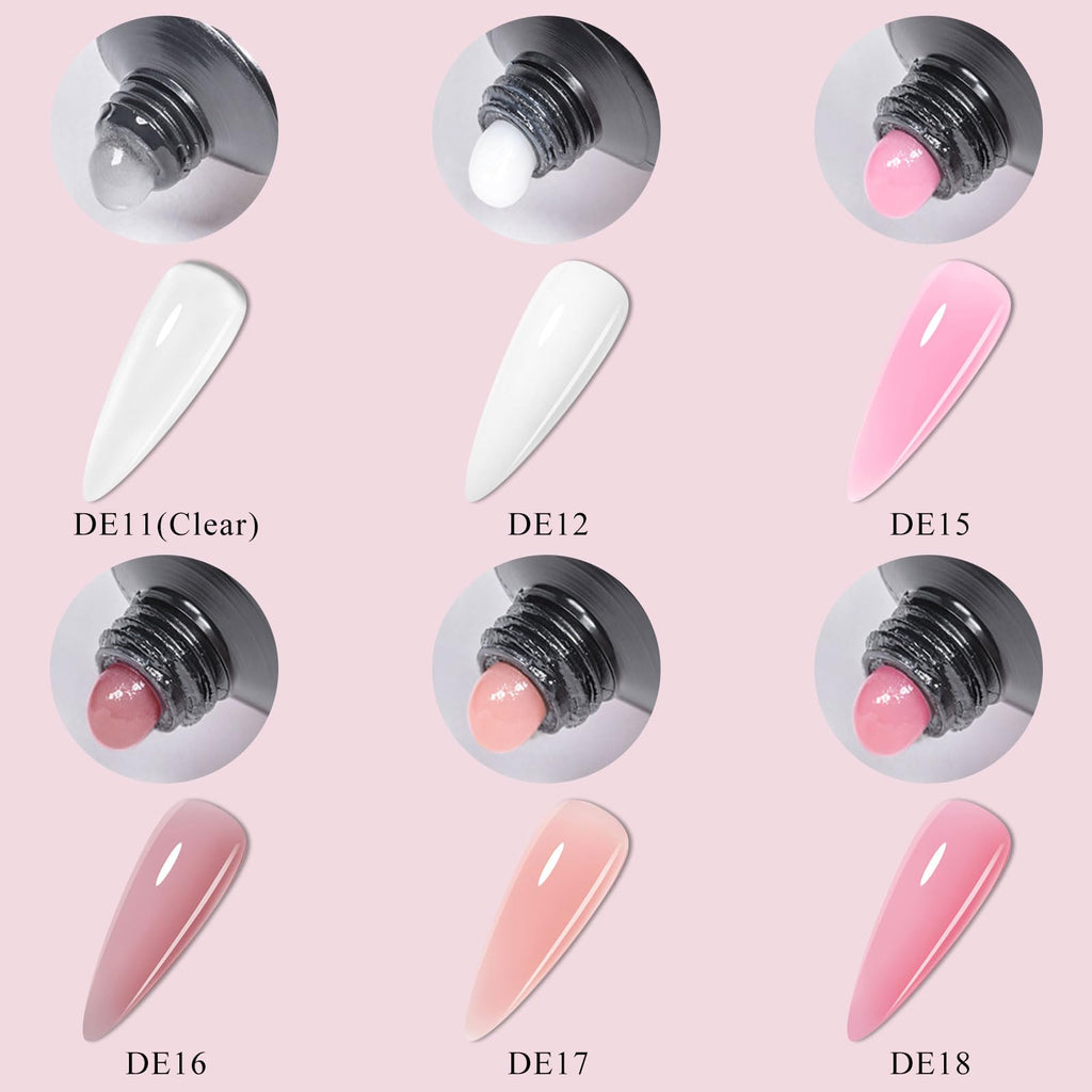 MTSSII 13Pcs Poly Nail Gel Kit 6 Colors + Mini UV Lamp for DIY Nails