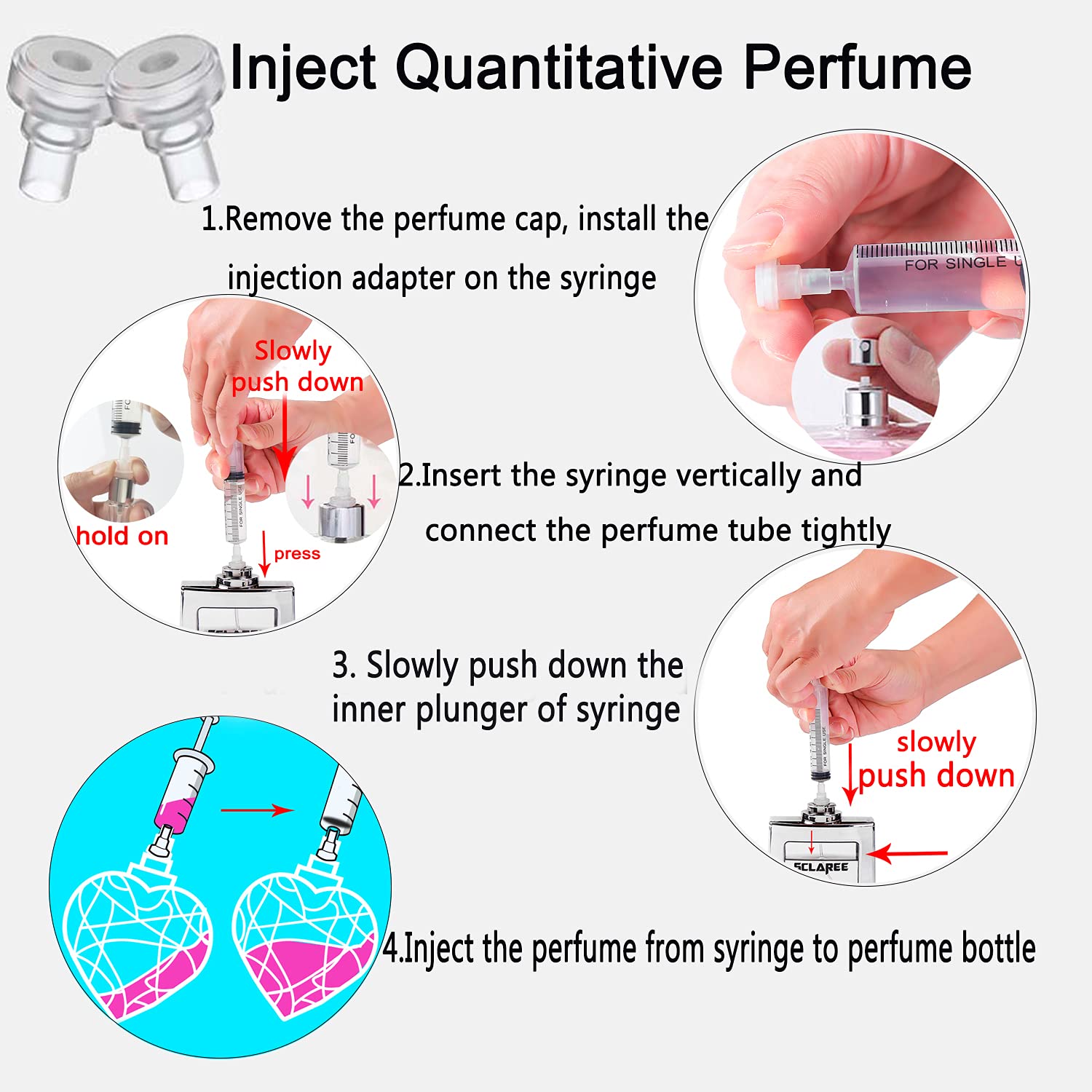 MUB 10ml Perfume Refill Kit – 2 Syringes, 4 Adapters for Easy Fragrance Transfer