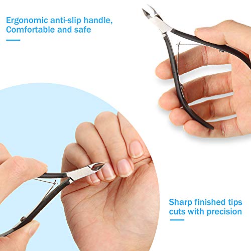 Mudder 8-Piece Cuticle Nippers – Black Stainless Steel with Pointed Blades