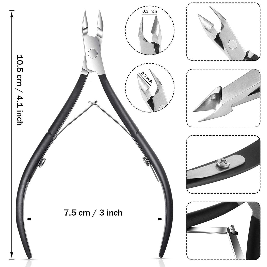 Mudder 8-Piece Cuticle Nippers – Black Stainless Steel with Pointed Blades