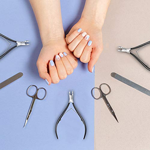 Mudder 8-Piece Cuticle Nippers – Black Stainless Steel with Pointed Blades