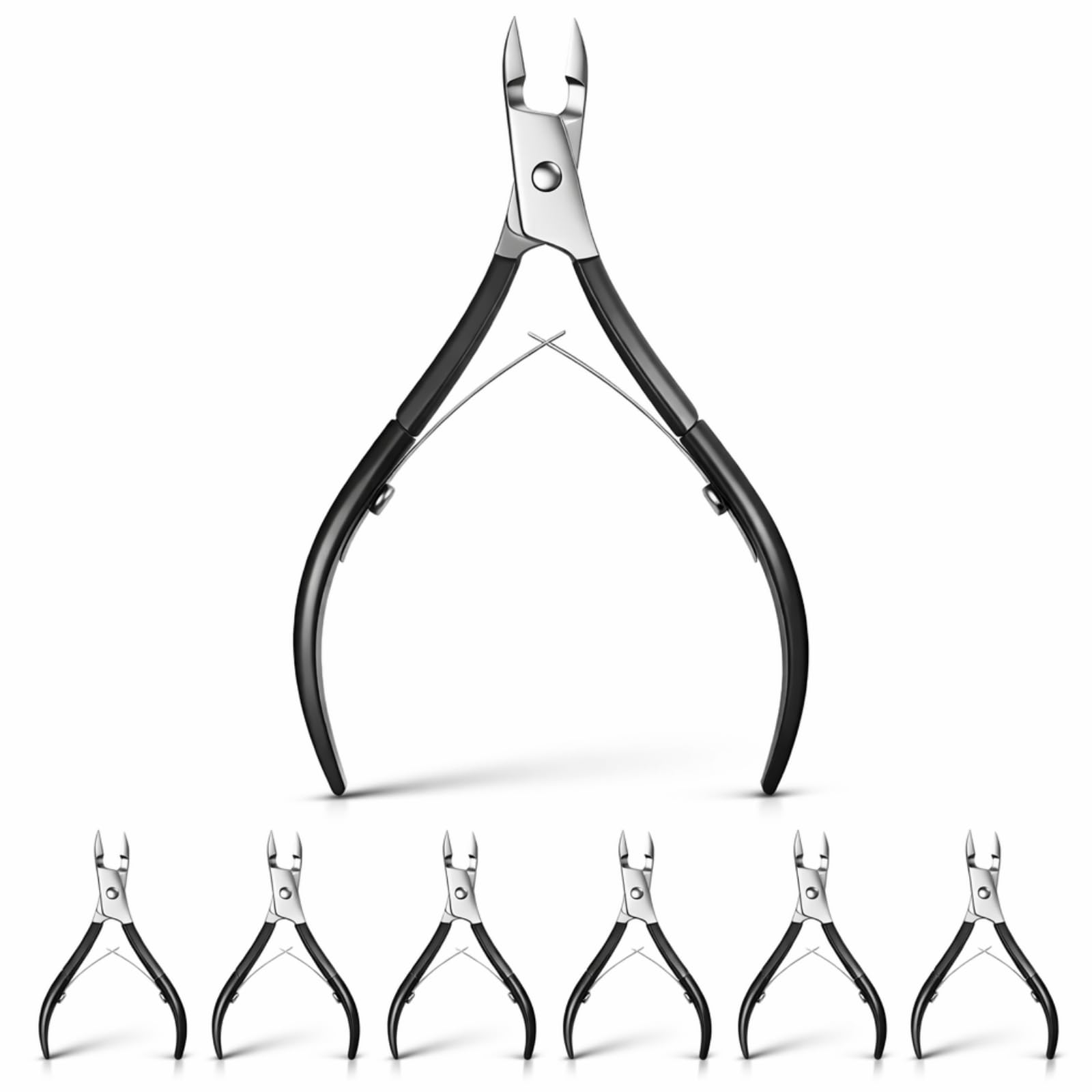 Mudder 8-Piece Cuticle Nippers – Black Stainless Steel with Pointed Blades