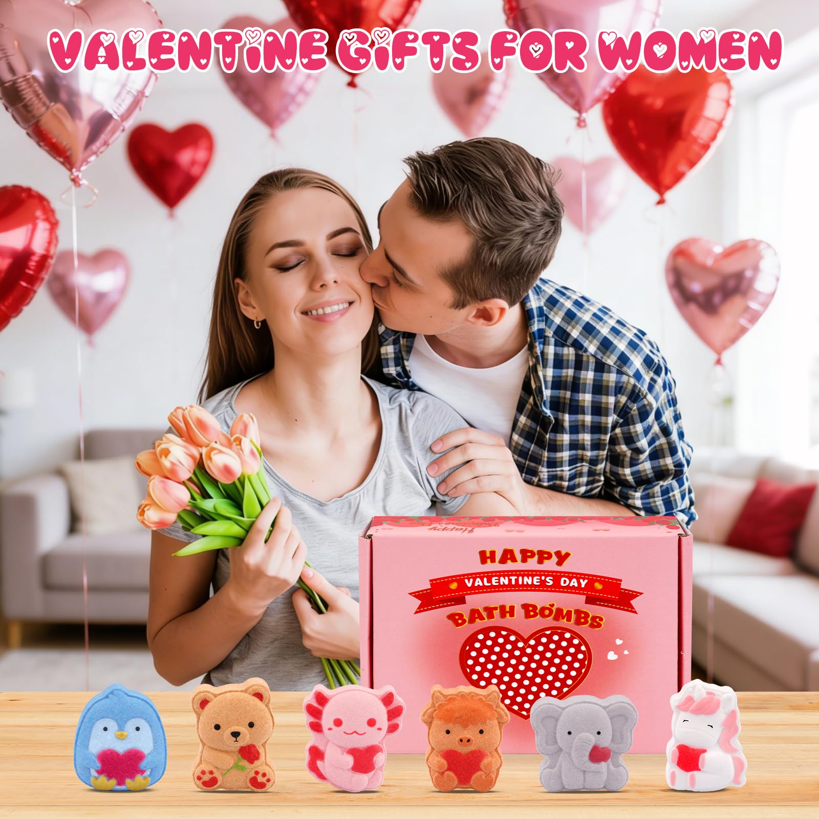 MUFEIRUO Valentines Bath Bombs – 6 Animal-Shaped Bubble Bath Bombs for Relaxing Spa Moments