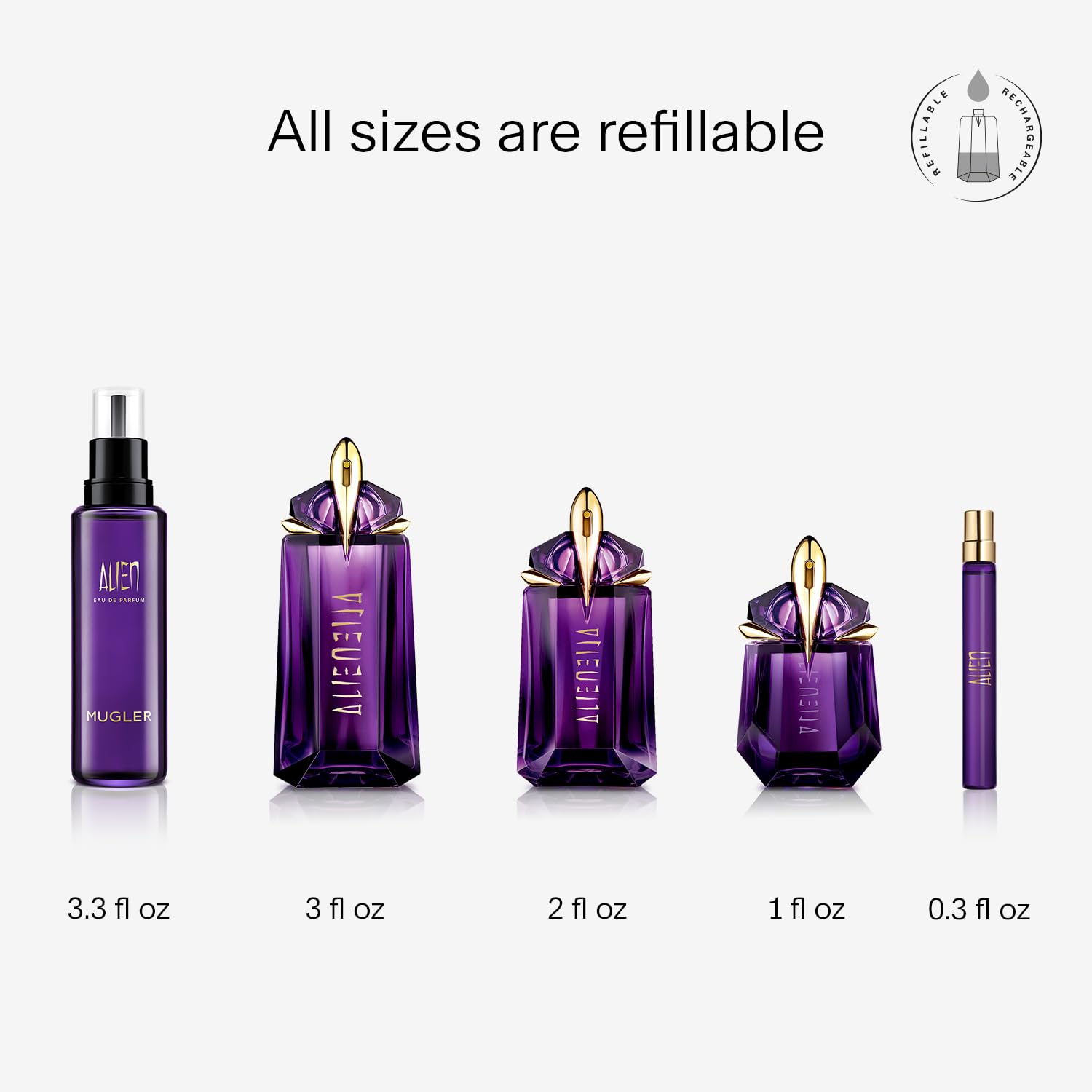 Mugler Alien Eau de Parfum Travel Size – Jasmine, Wood & Amber | 0.33 Fl Oz