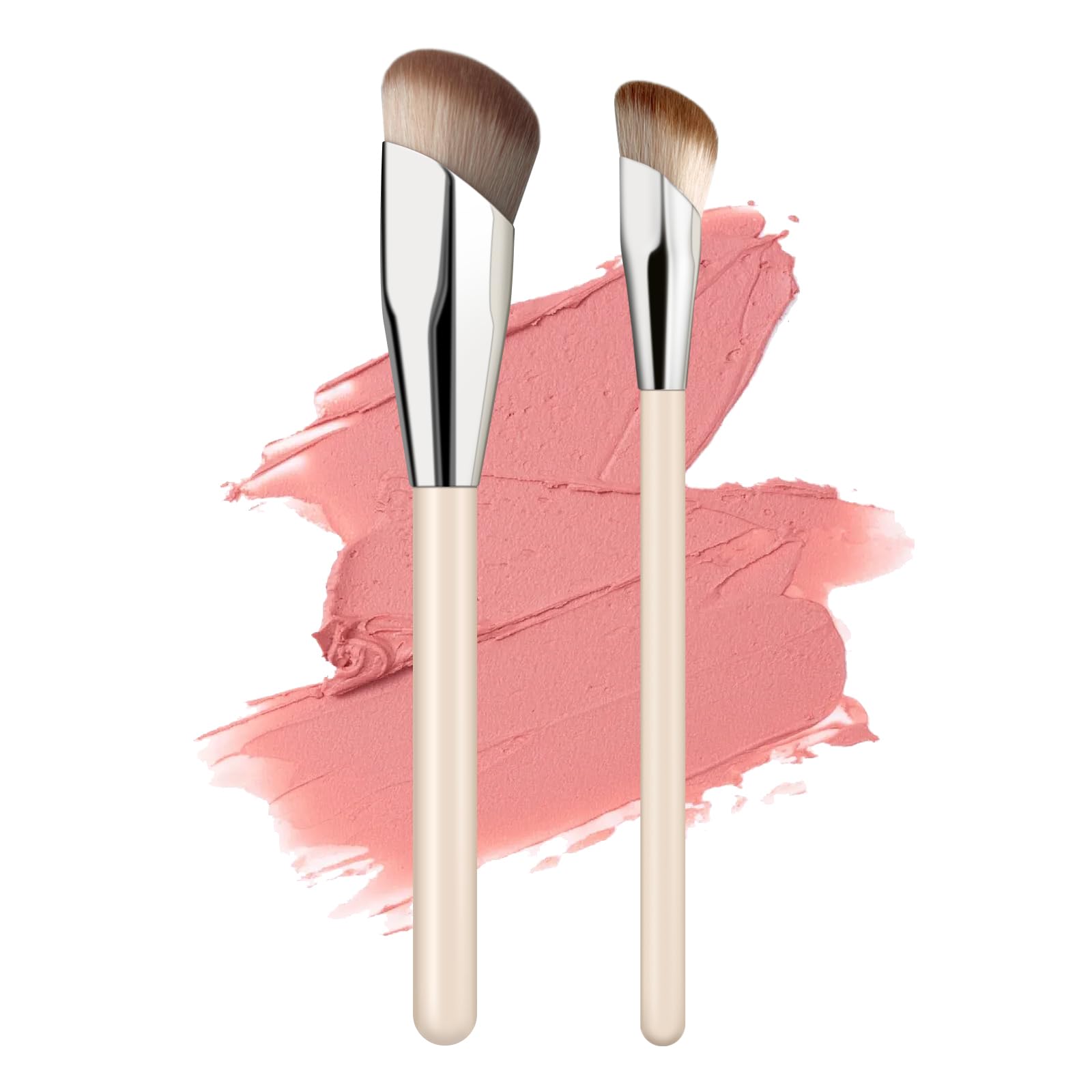 MUIIGOOD Angled Blush Brush Duo Pack – Sculpted Cheeks for Cream, Liquid & Powder Blush