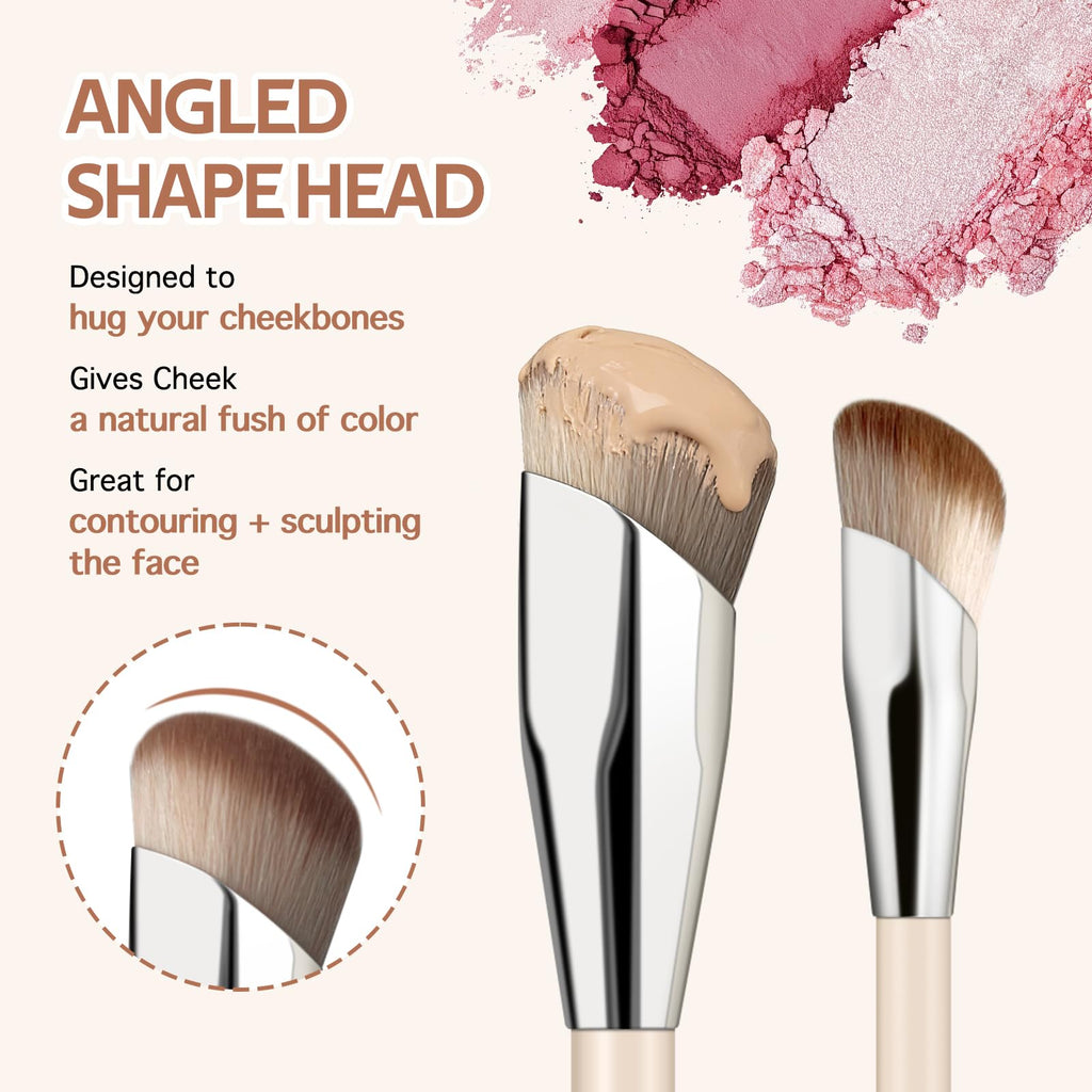 MUIIGOOD Angled Blush Brush Duo Pack – Sculpted Cheeks for Cream, Liquid & Powder Blush