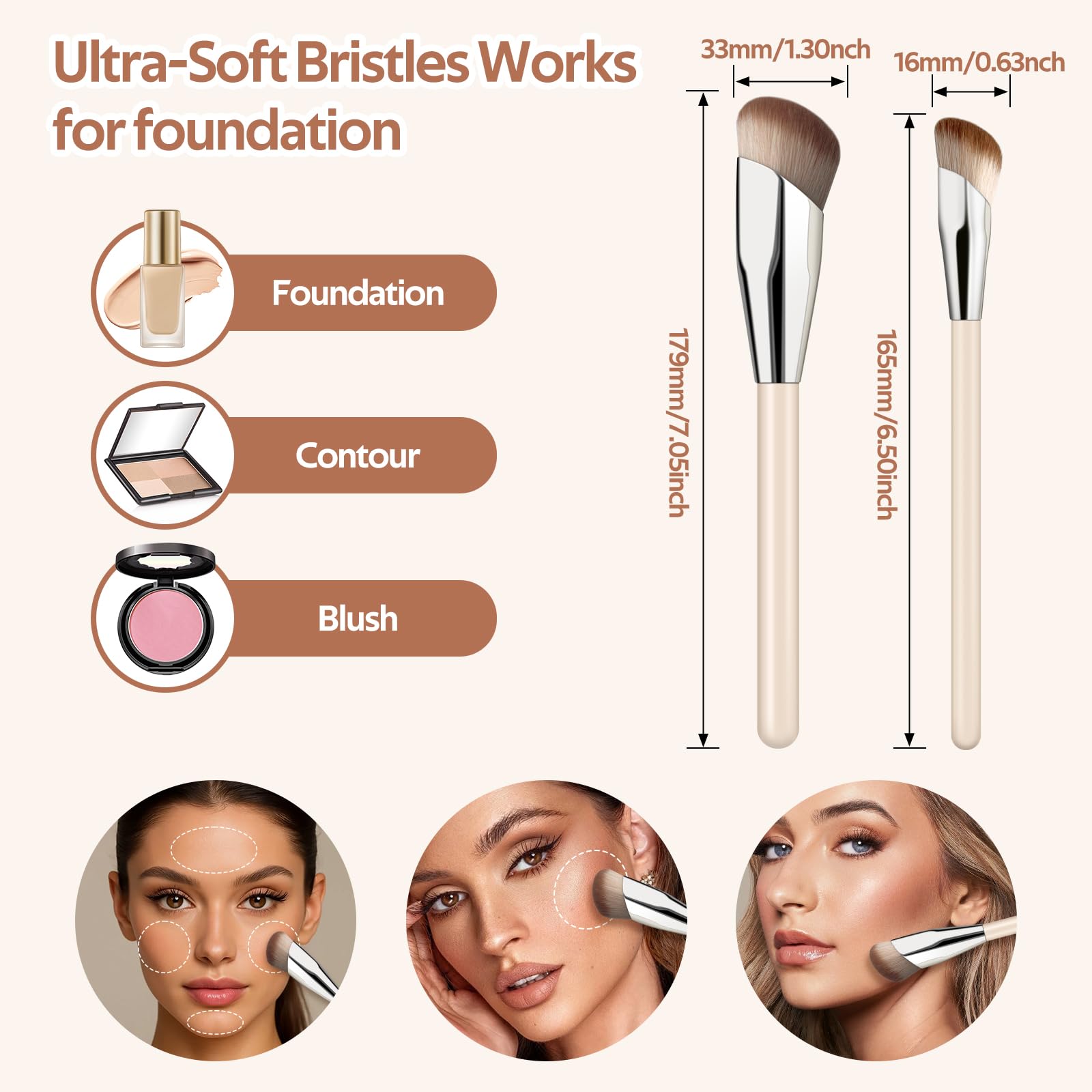 MUIIGOOD Angled Blush Brush Duo Pack – Sculpted Cheeks for Cream, Liquid & Powder Blush