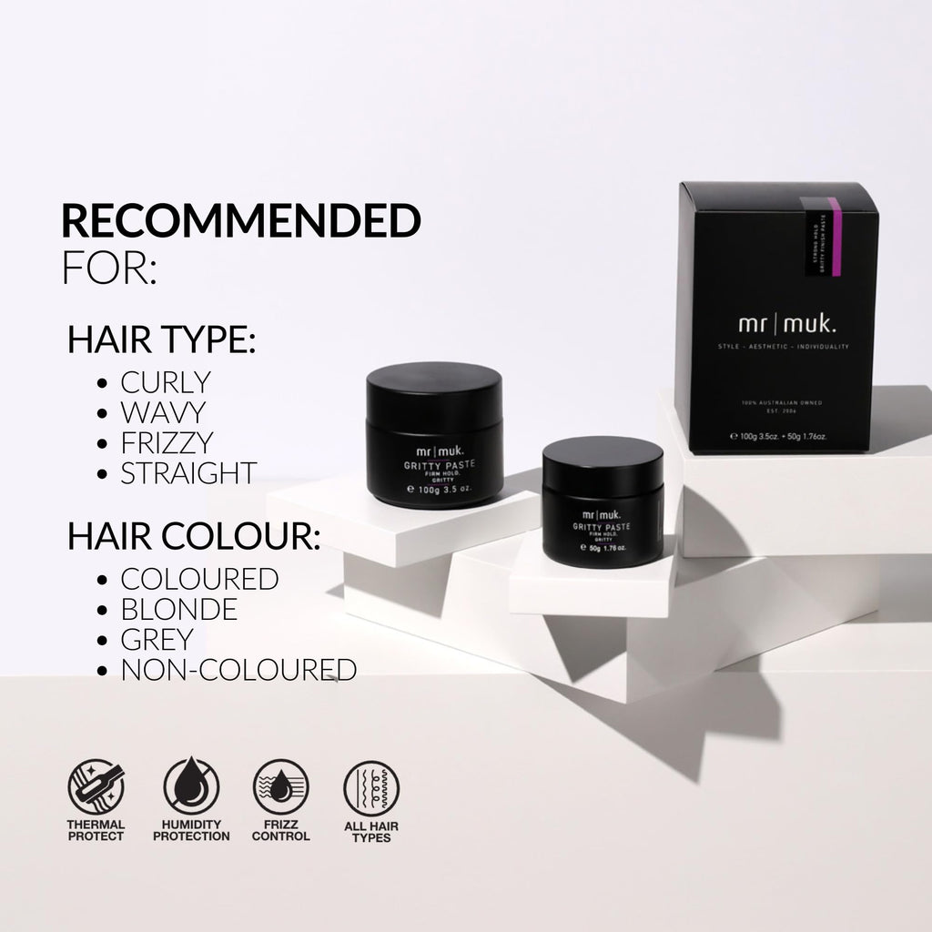 Mr MUK Strong Gritty Finish Paste - Ultimate Firm Hold for Men | Water-Soluble & No Flaking | 100g