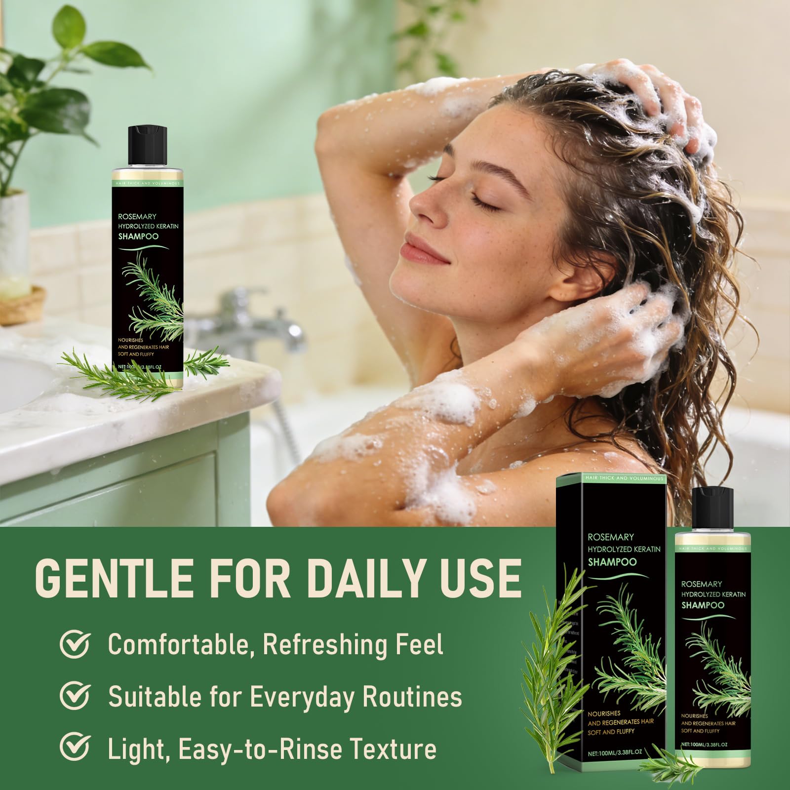 Muoyid 2pc Rosemary Hydrolyzed Keratin Shampoo – Organic Rosemary for Thicker, Stronger Hair