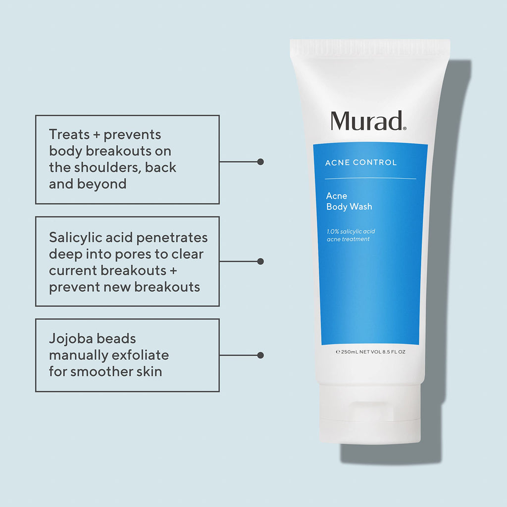 Murad Acne Body Wash – Salicylic & Glycolic Acid Cleanser for Back Breakouts | Exfoliate, Oil Control, Soothing – 8.5 Fl Oz