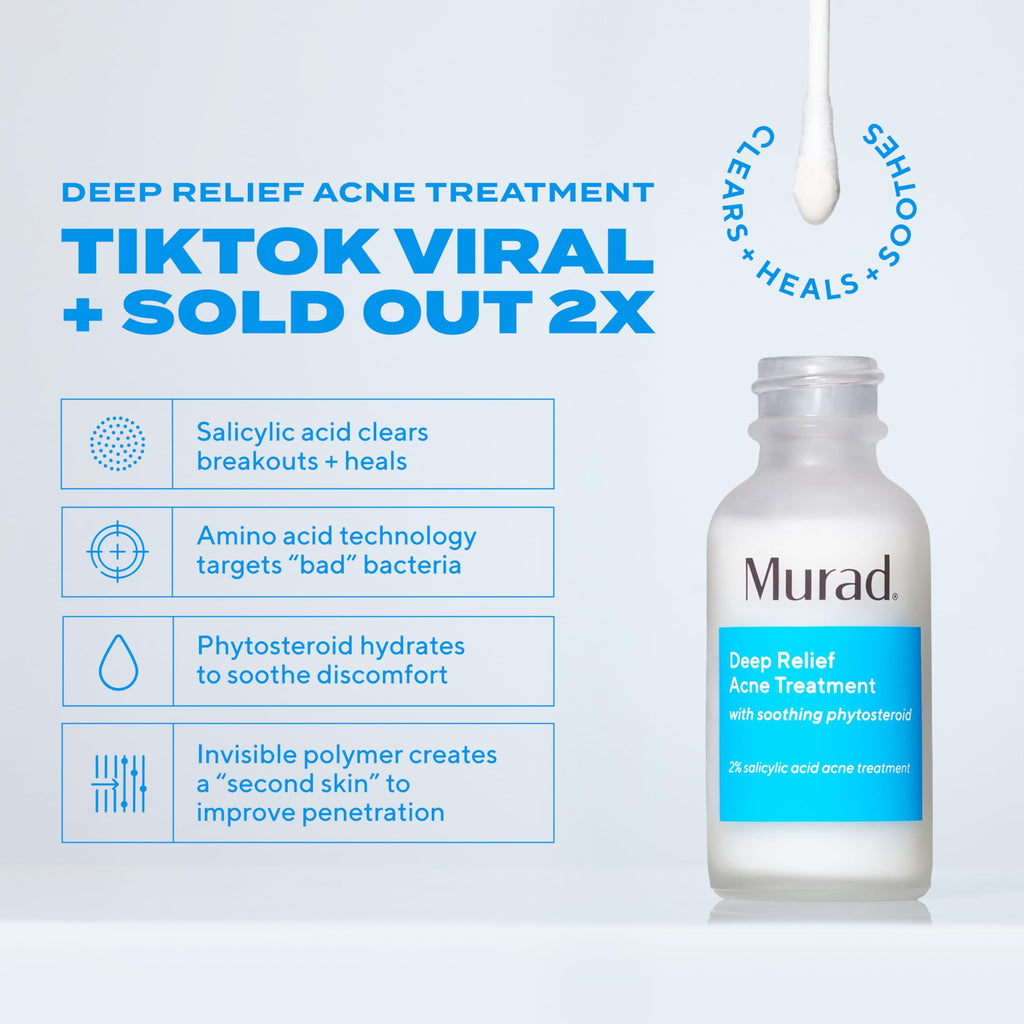 Murad Deep Relief Acne Treatment – 2% Salicylic Acid Spot Serum for Deep Breakouts