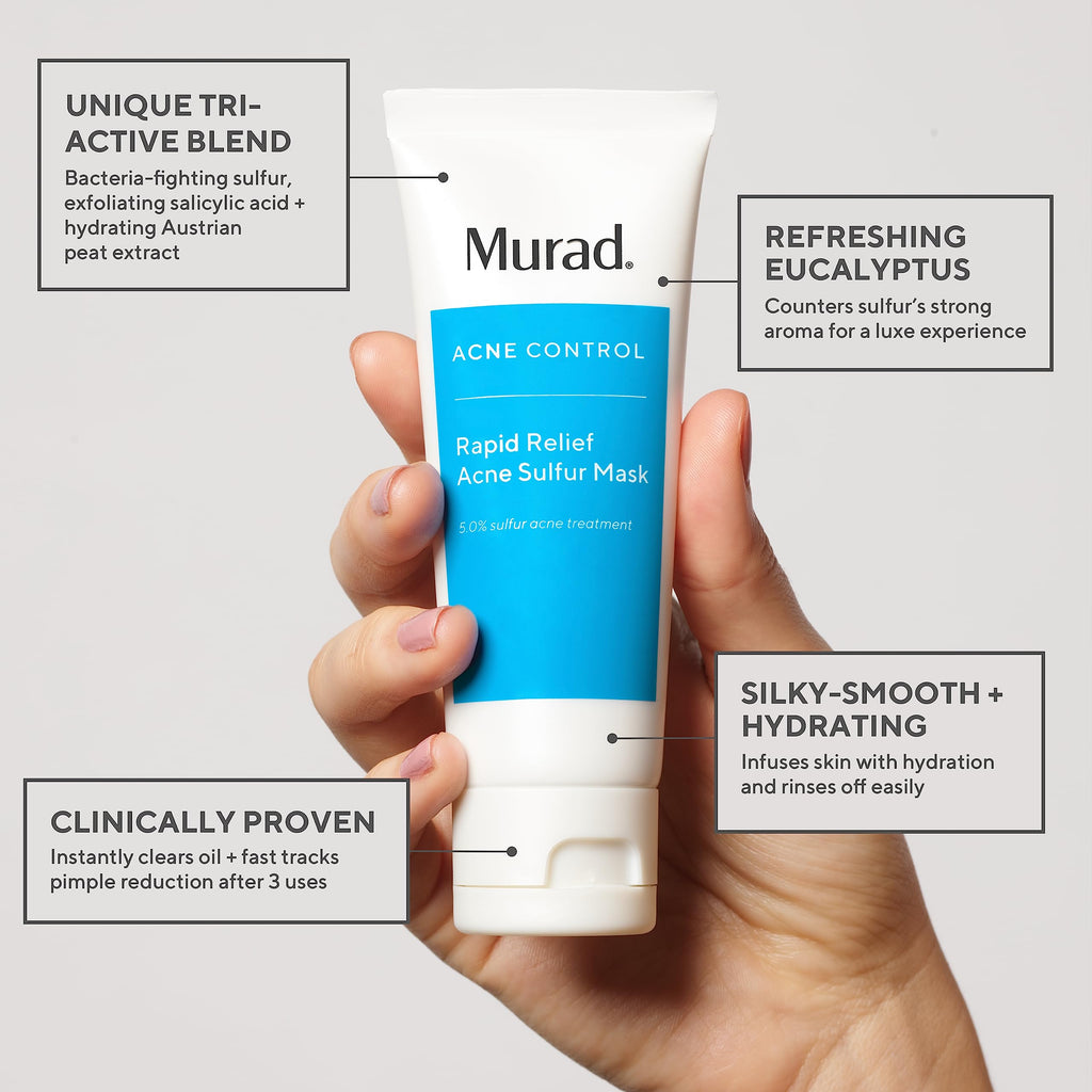 Murad Rapid Relief Acne Sulfur Mask – 5% Sulfur & Salicylic Acid, Austrian Peat, Clay Mask (2.5 oz)