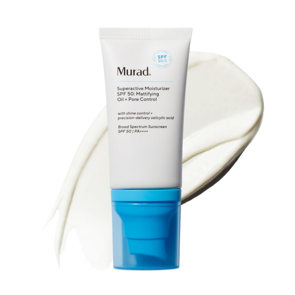 Murad Superactive Mattifying Oil and Pore Control Moisturizer SPF 50 - Shine-Free Hydration & Texture Smoothing (1.7 oz)