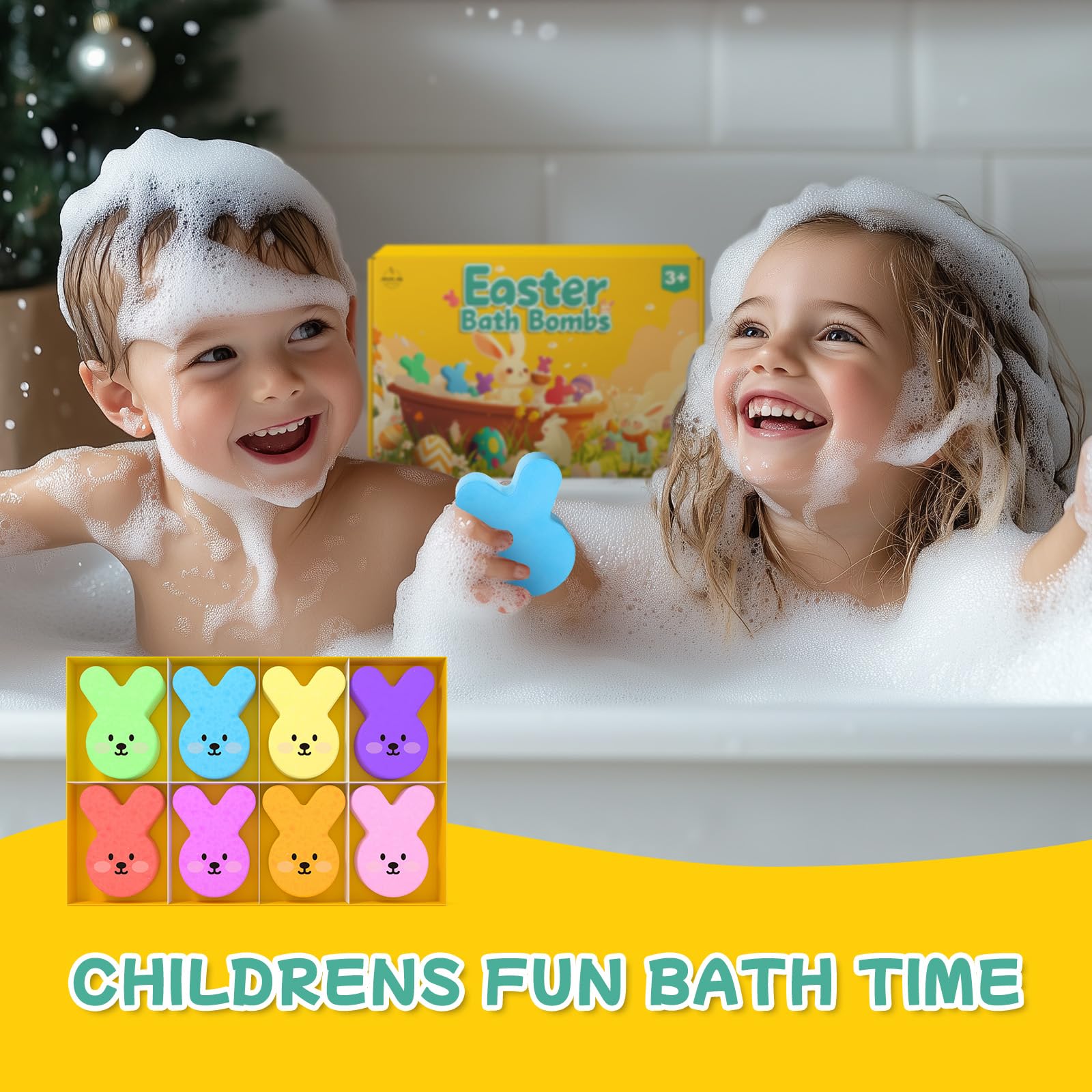 MURAN SHOWER Easter Egg Bath Bombs for Kids – 8-Pack with Surprise Inside