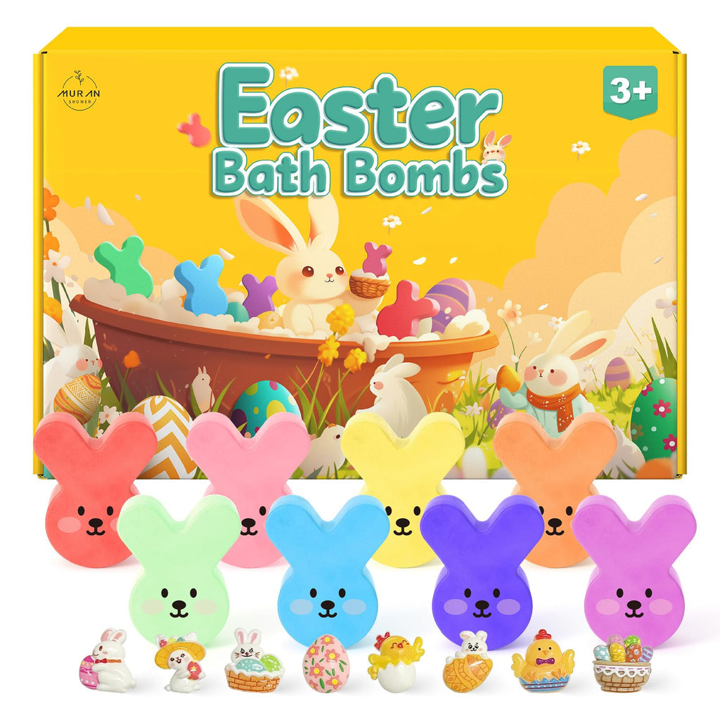 MURAN SHOWER Easter Egg Bath Bombs for Kids – 8-Pack with Surprise Inside