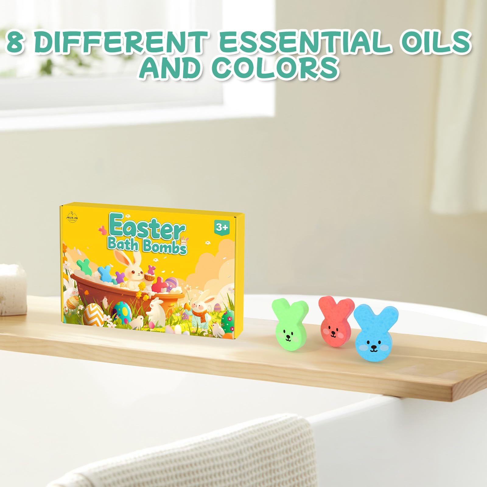 MURAN SHOWER Easter Egg Bath Bombs for Kids – 8-Pack with Surprise Inside