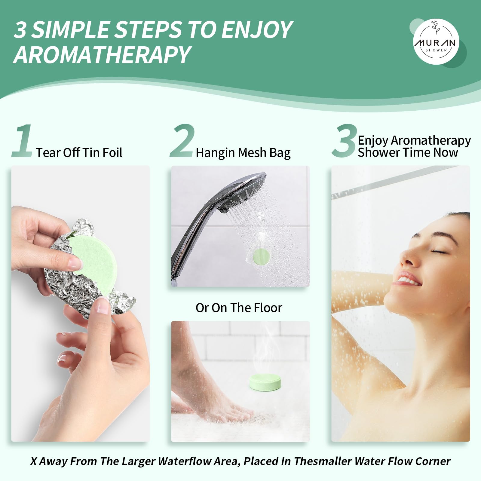 MURAN SHOWER Shower Steamers Aromatherapy 15-Pack – Menthol & Eucalyptus